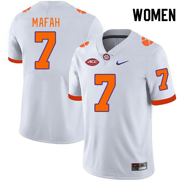 Women #7 Phil Mafah Clemson Tigers College Football Jerseys Stitched-White
